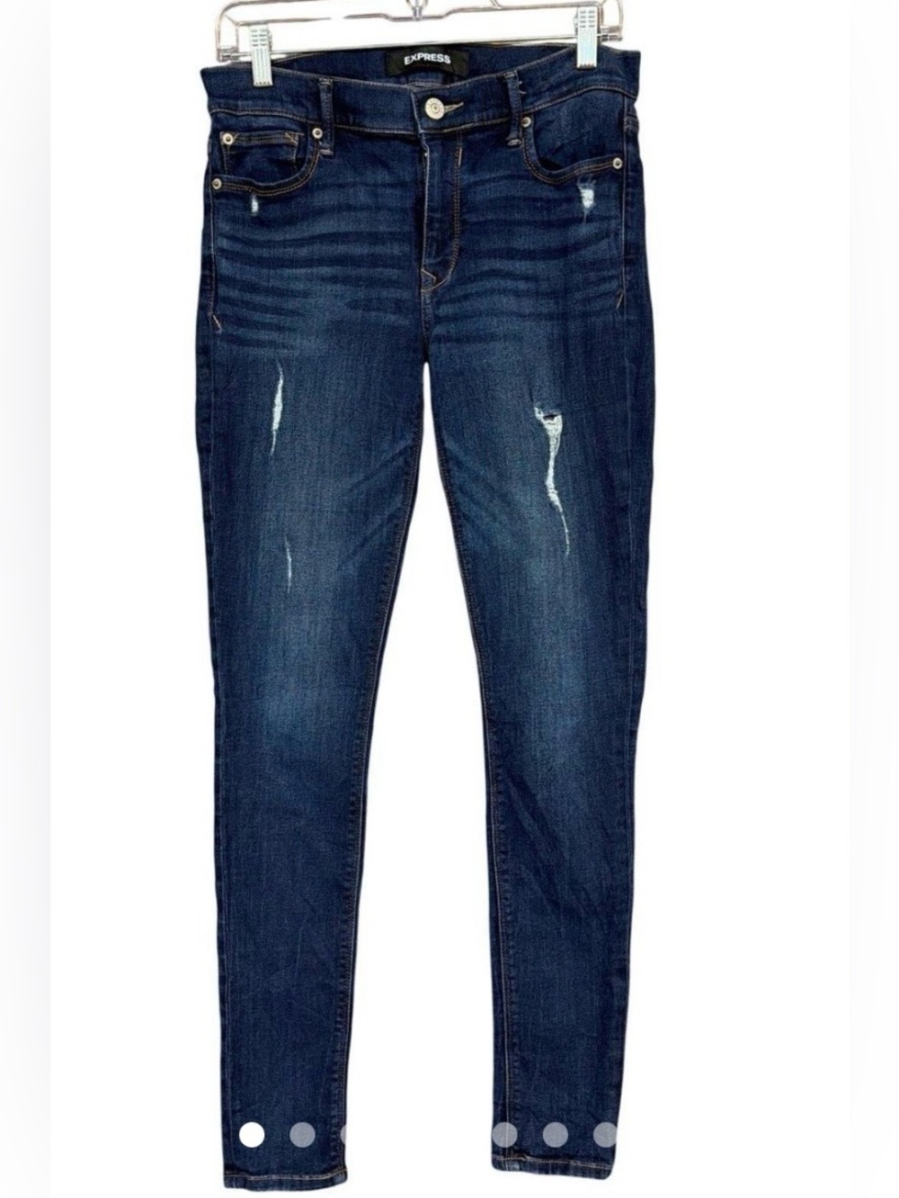 EXPRESS mid-rise SKINNY FIT stretch jegging jeans; DISTRESSED; size 6R